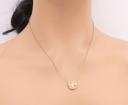925 Sterling Silver Vintage Necklace Gold Plated Elegant Quartz & CZ  NE4849