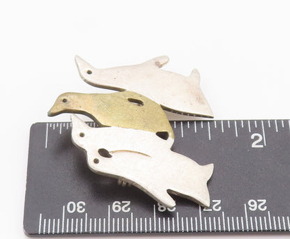 925 Sterling Silver Vintage Brooch Pin MEXICO Cutout Penguin Family  BP10692