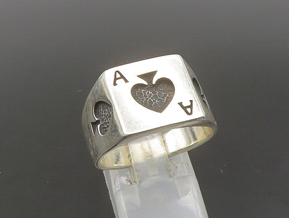 925 Sterling Silver  Vintage Ace Of Spades Poker Card Ring Sz 10  RG24242