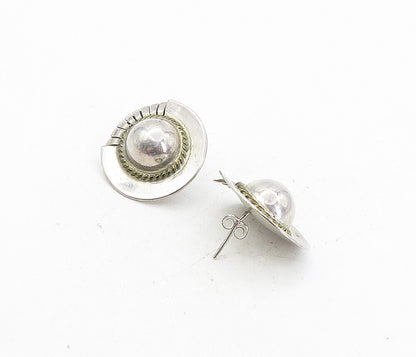 MEXICO 925 Sterling Silver  Vintage Twist Dome Button Drop Earrings  EG4026