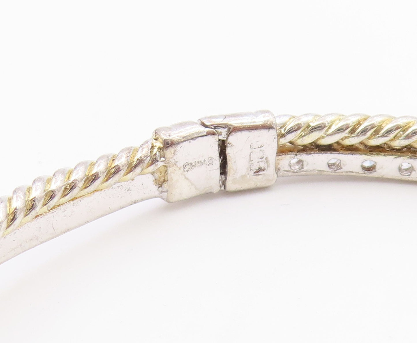 925 Sterling Silver  Vintage 2 Twisted Rope Round Sapphire Bracelet  BT9889