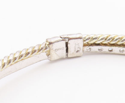 925 Sterling Silver  Vintage 2 Twisted Rope Round Sapphire Bracelet  BT9889