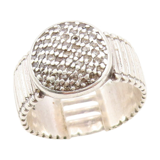 925 Sterling Silver Vintage Ring Classic CZ Cluster Grooved Band  Sz 8  RG34701