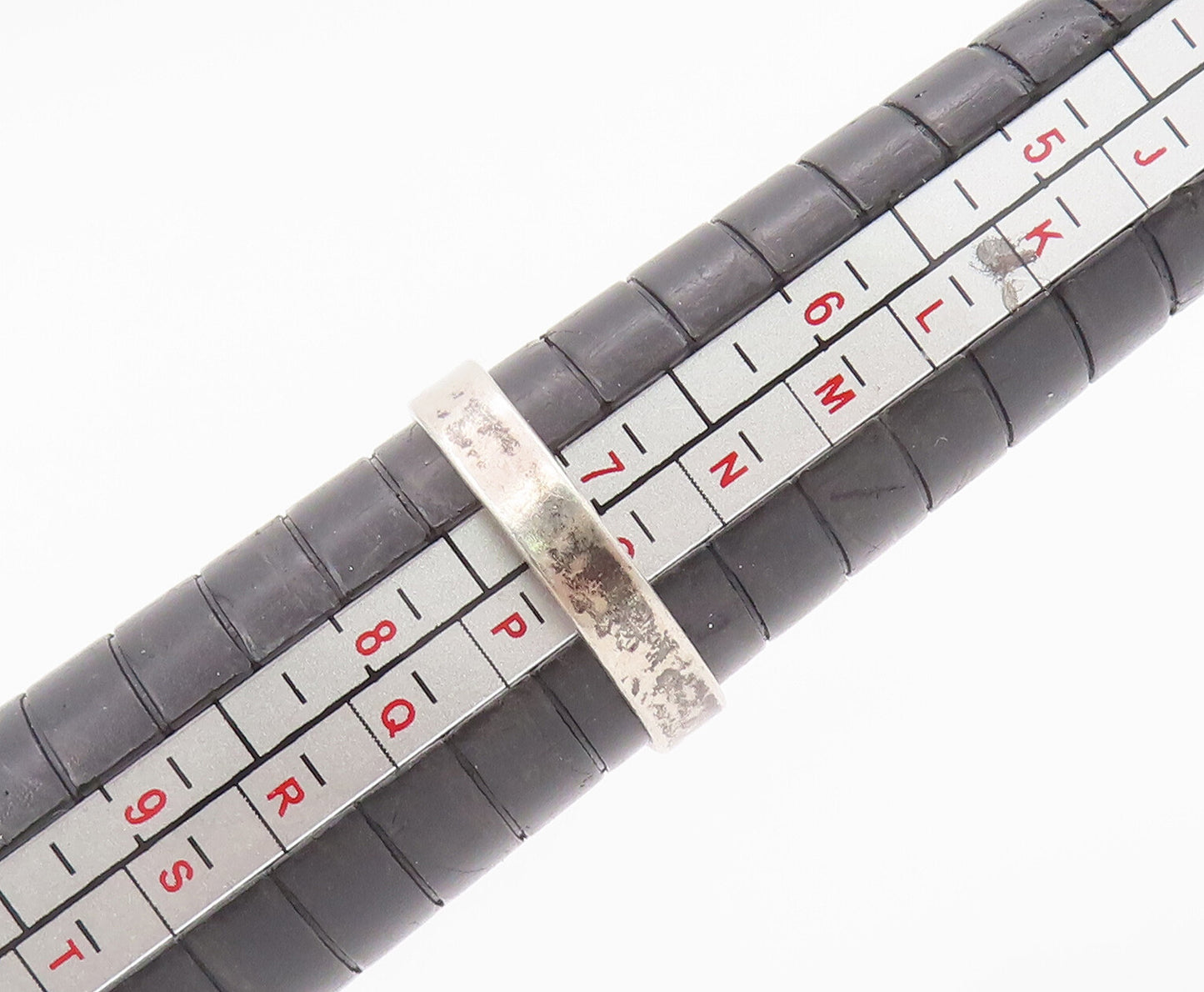 925 Sterling Silver Vintage Ring NAVAJO Beaded Round Turquoise  Sz 7  RG28081
