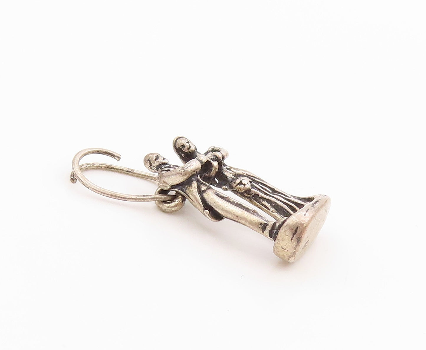 925 Sterling Silver Vintage Pendant 3D Bride & Groom Wedding Day Charm  PT24812