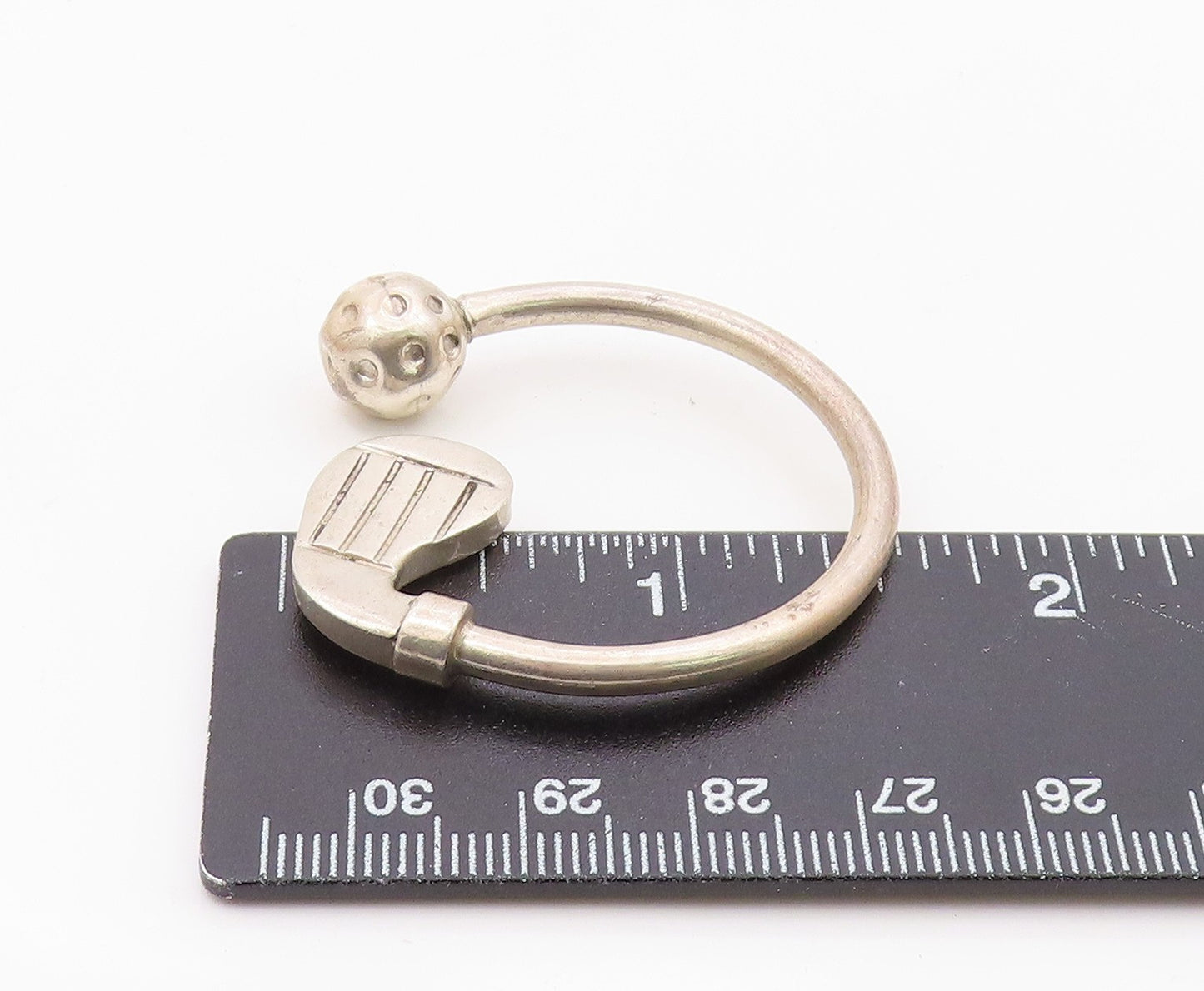 MEXICO 925 Sterling Silver  Vintage Golf Ball & Club Sports Key Ring  TR1948