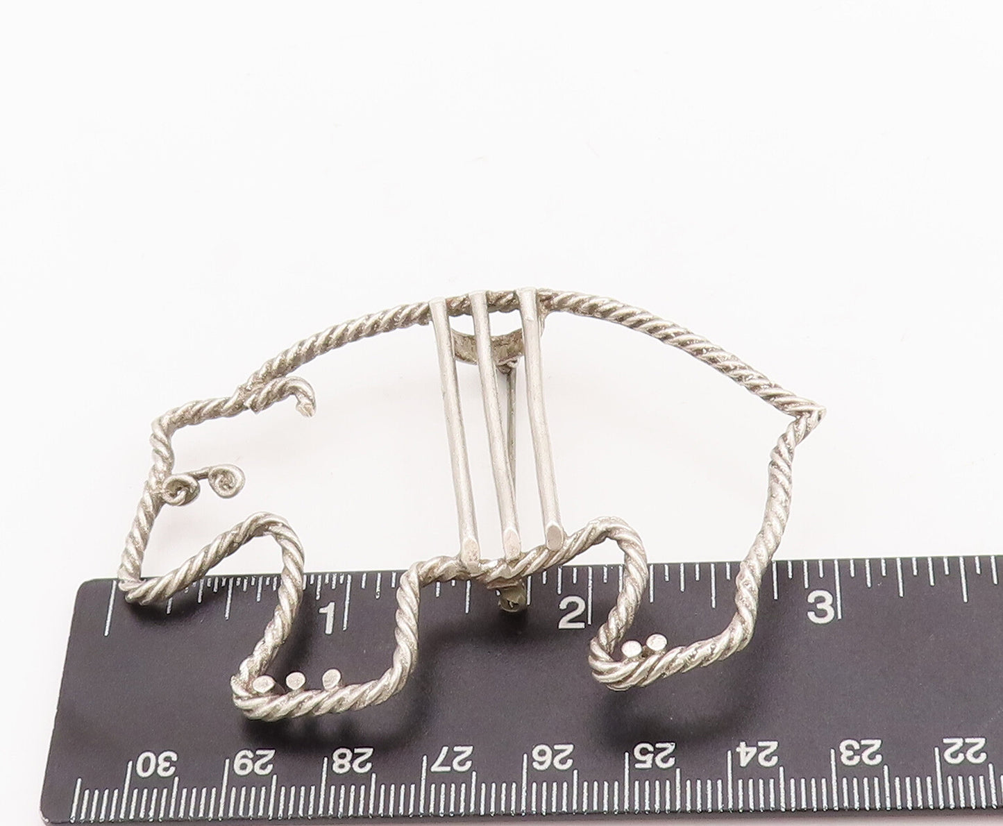 925 Sterling Silver Vintage Brooch Pin JK NAVAJO ZUNI Roped Polar Bear  BP11076