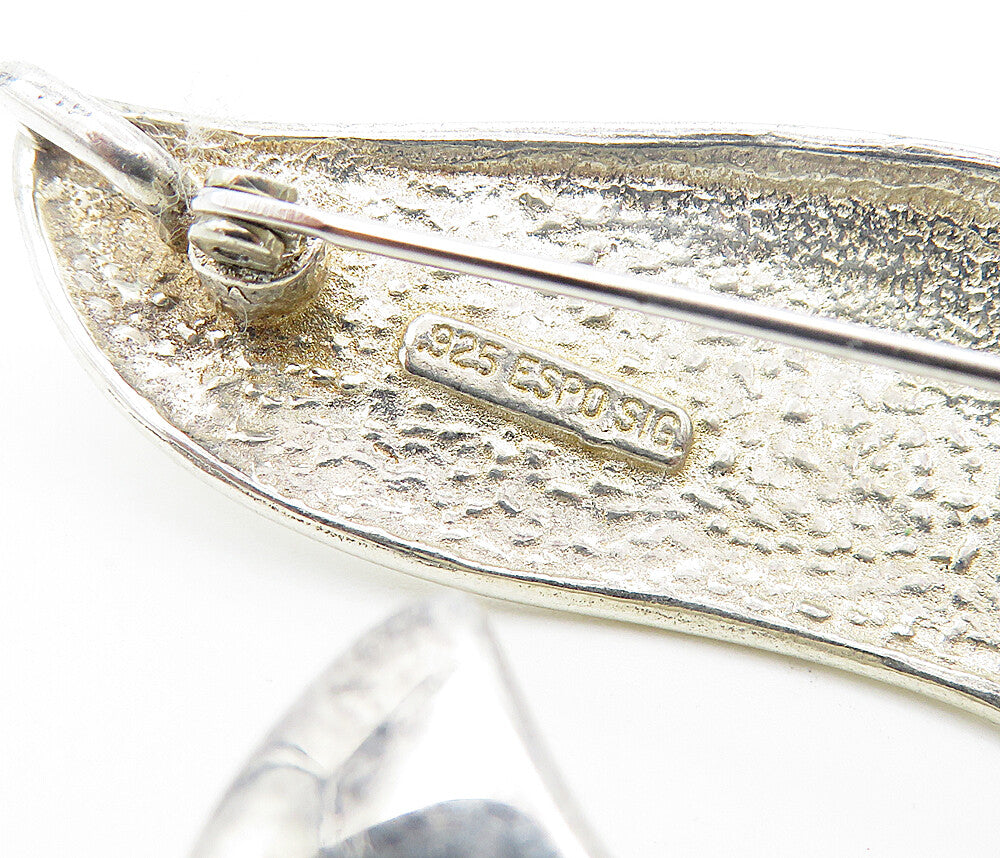 ESPO 925 Sterling Silver  Vintage Shiny Swirled Ribbon Brooch Pin  BP2976