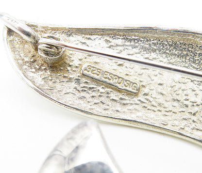 ESPO 925 Sterling Silver  Vintage Shiny Swirled Ribbon Brooch Pin  BP2976