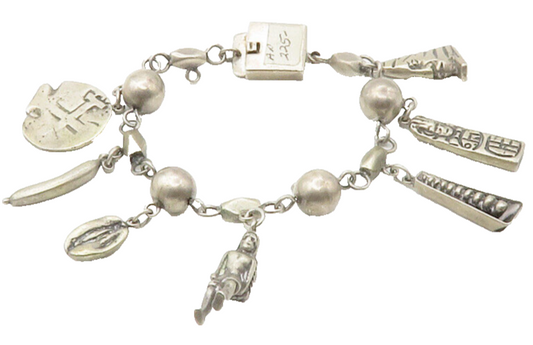 HORACIO DE LA PARRA MEXICO 925 Silver  Vintage Assorted Charm Bracelet  BT5769