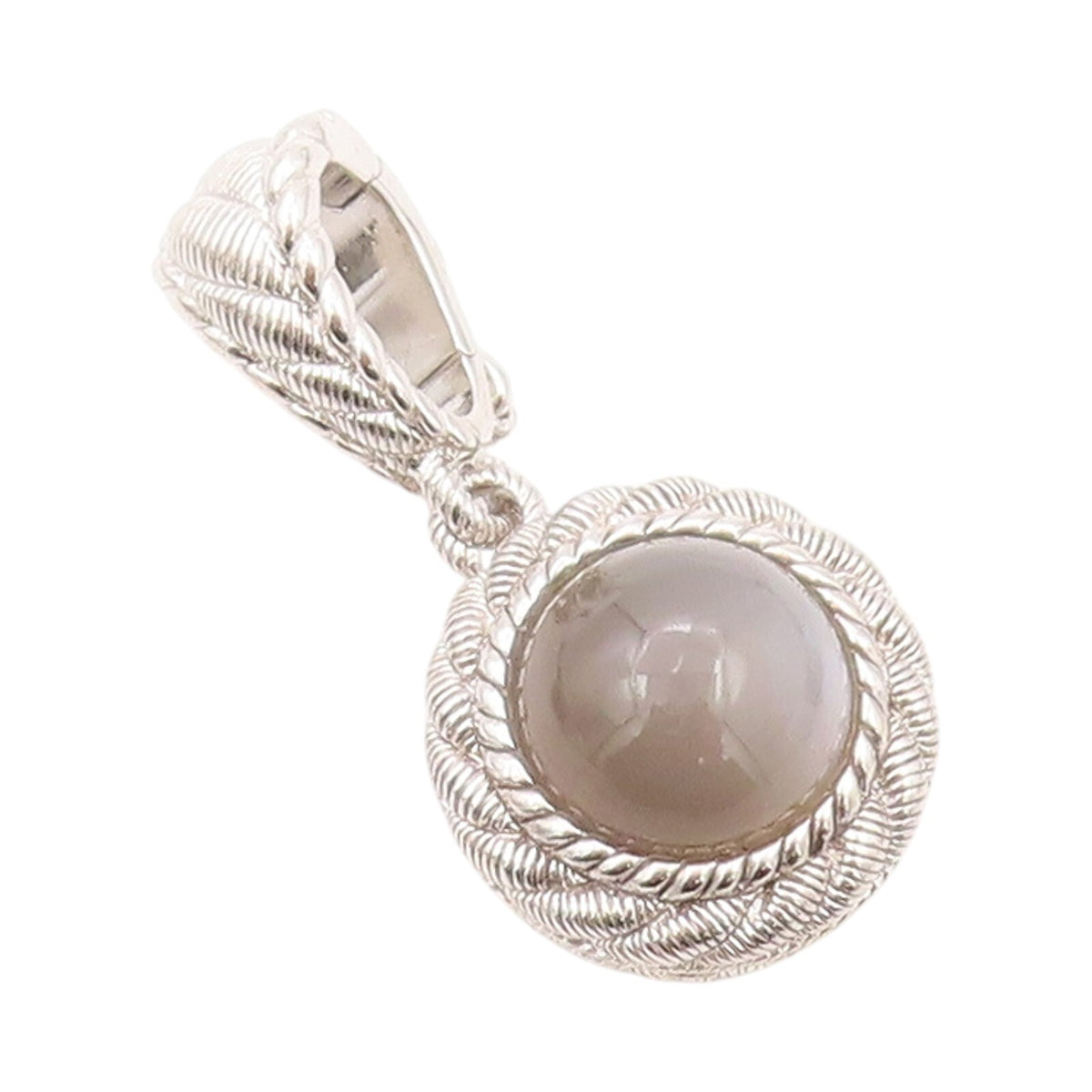 925 Sterling Silver Vintage Pendant JUDITH RIPKA Rope Carved Cat's Eye  PT23942
