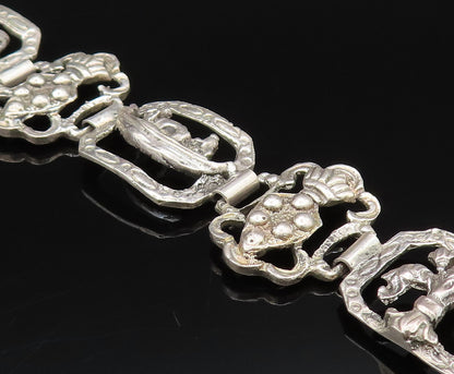925 Silver  Vintage Pineapple Tiger & Winged Lion Cutout Link Bracelet  BT9702