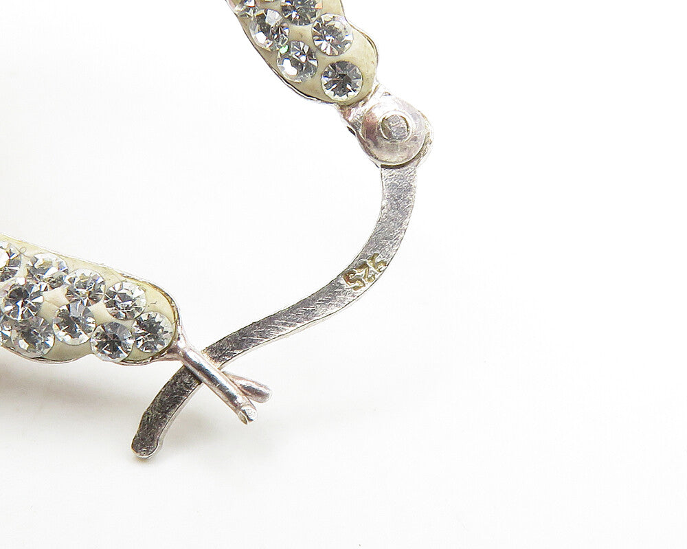 925 Sterling Silver   Cubic Zirconia Encrusted Fluted Hoop Earrings  EG8929