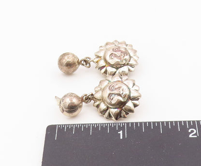 925 Sterling Silver Vintage Earrings Smiling Celestial Sun Face Drop  EG14474