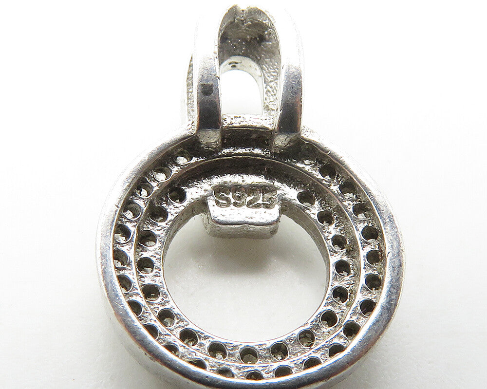 925 Sterling Silver  Vintage Shiny Topaz Open Circle Petite Pendant  PT14621