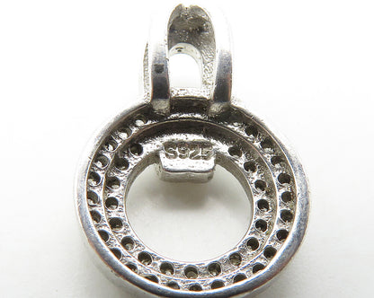 925 Sterling Silver  Vintage Shiny Topaz Open Circle Petite Pendant  PT14621