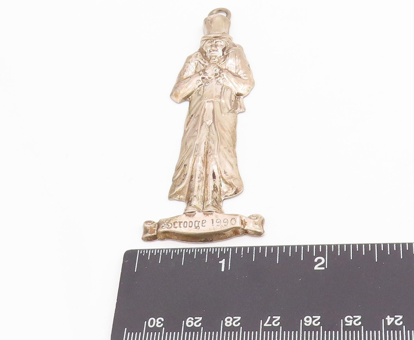 925 Sterling Silver Vintage Pendant 1990 Christmas Carol Scrooge Figure  PT25198