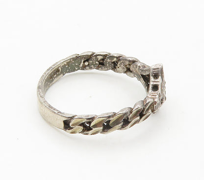 925 Sterling Silver  Vintage Dark Tone Diamond Cut Band Ring Sz 7.5  RG15379