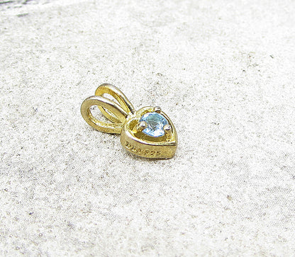 Gold Over 925 Sterling Silver Blue Topaz Love Heart Slider Pendant PT1170