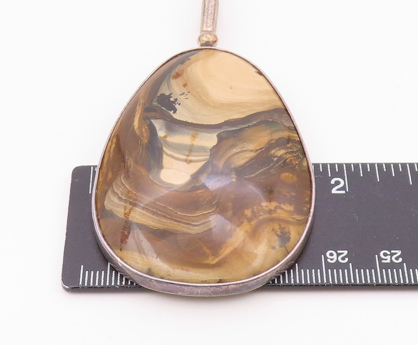 OBSIDIAN 925 Sterling Silver  Vintage Brown Jasper Large Pendant  PT17170