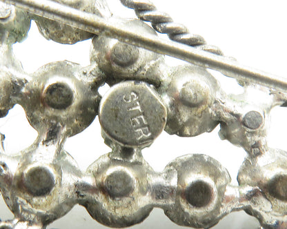 925 Sterling Silver  Vintage Topaz Cluster Sword Motif Brooch Pin  BP6654