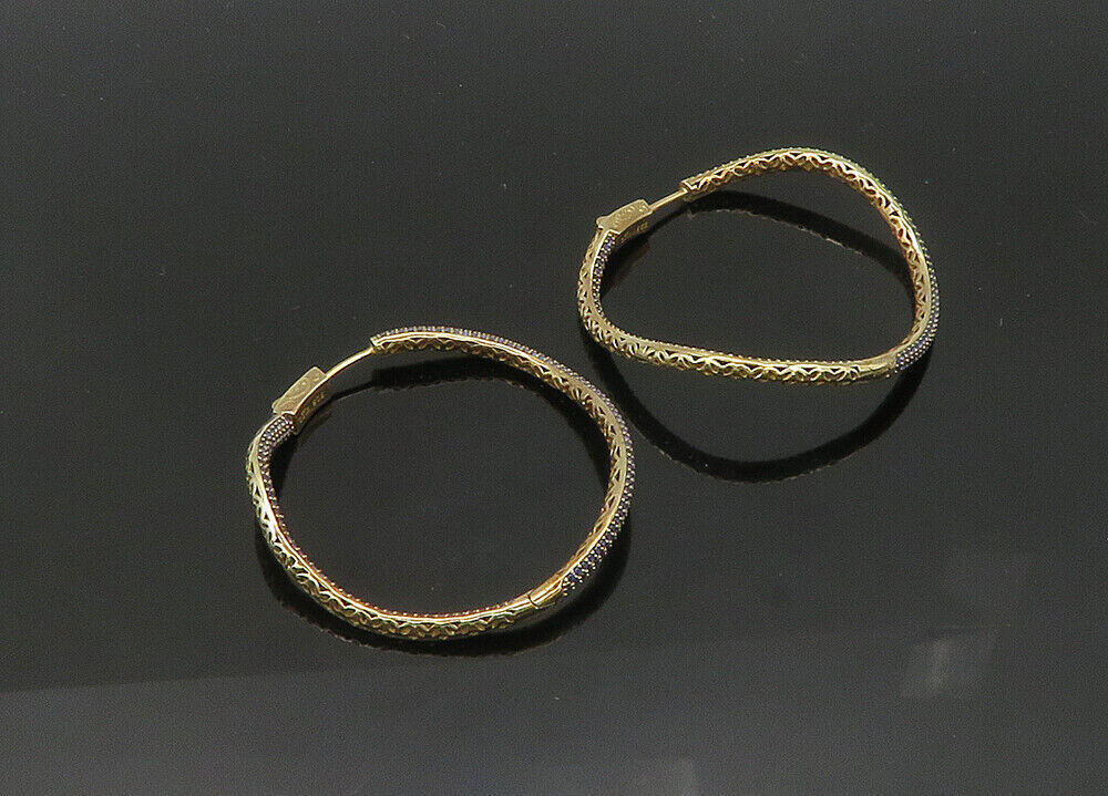 KLEO 925 Sterling Silver  Vintage Tanzanite Gold Plated Hoop Earrings  EG10540
