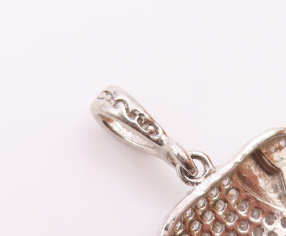 925 Sterling Silver  Vintage Cubic Zirconia Encrusted Elephant Pendant PT16066
