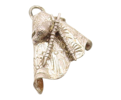 925 Sterling Silver  Vintage Shiny Matador Cape & Stick Pendant  PT15917