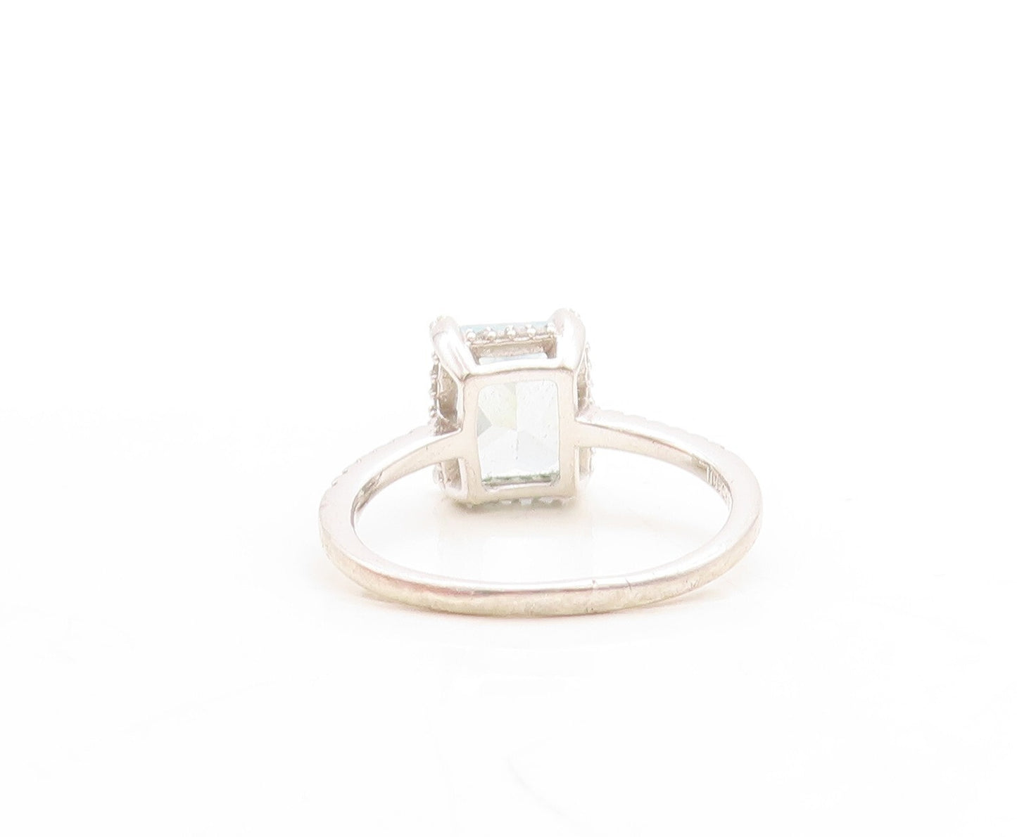 925 Sterling Silver Vintage Ring Minimalist Carved Rectangle CZ  Sz 7  RG31378