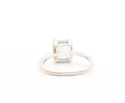 925 Sterling Silver Vintage Ring Minimalist Carved Rectangle CZ  Sz 7  RG31378