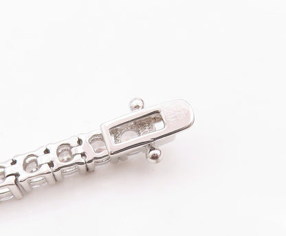 925 Sterling Silver Vintage Bracelet Cutout Floral Inlay Blue & White CZ BT10740
