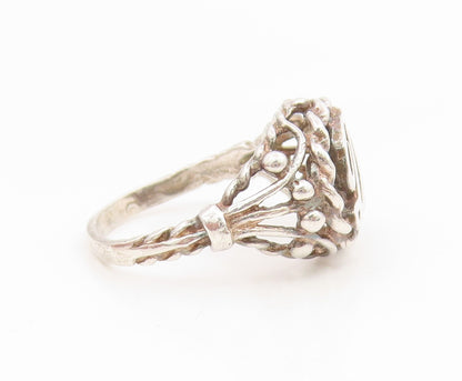 925 Sterling Silver Vintage Ring Letter D Initial Twisted Rope Band Sz 6 RG35298