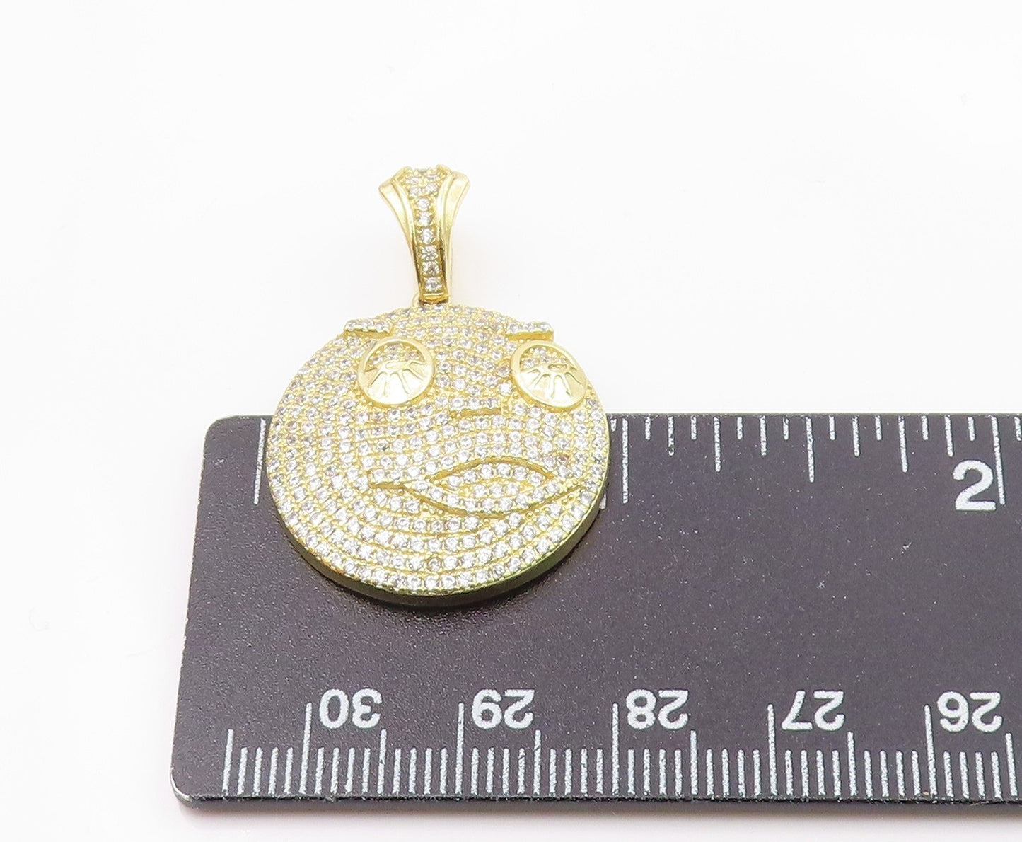 925 Sterling Silver  Vintage Cubic Zirconia Encrusted Face Pendant  PT19120