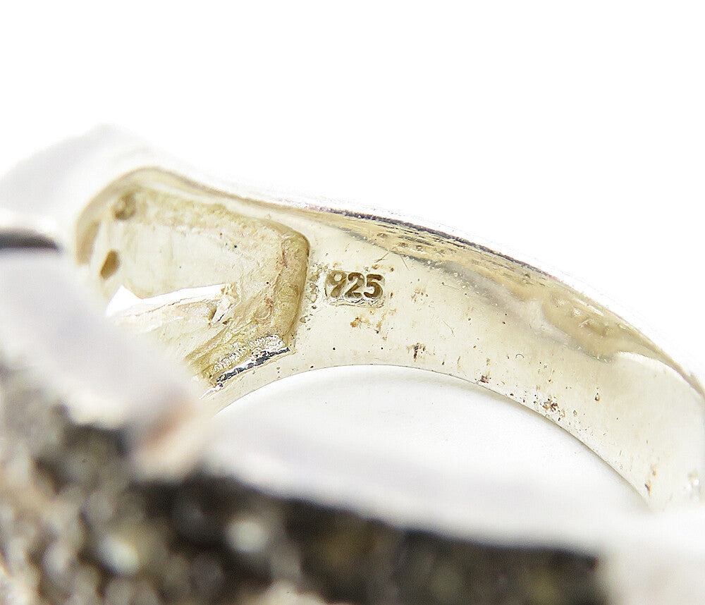 925 Sterling Silver  Vintage Topaz Infinity Twist 2 Row Band Ring Sz 9  RG5820