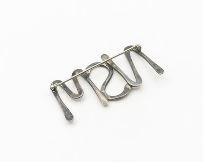 LORE 925 Sterling Silver  Vintage Modernist Oxidized Brooch Pin  BP7283