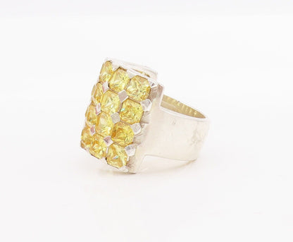925 Sterling Silver Vintage Ring Broad Band Round Cut Citrine  Sz 8  RG28325