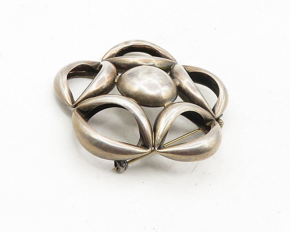 NAPIER 925 Sterling Silver Vintage Rare Dark Tone Floral Dome Brooch Pin  BP4133