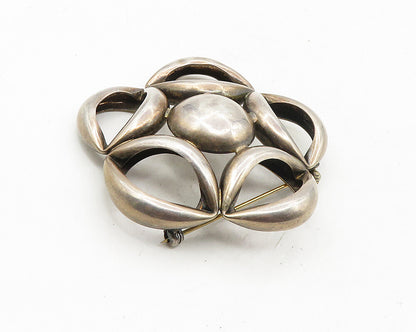 NAPIER 925 Sterling Silver Vintage Rare Dark Tone Floral Dome Brooch Pin  BP4133