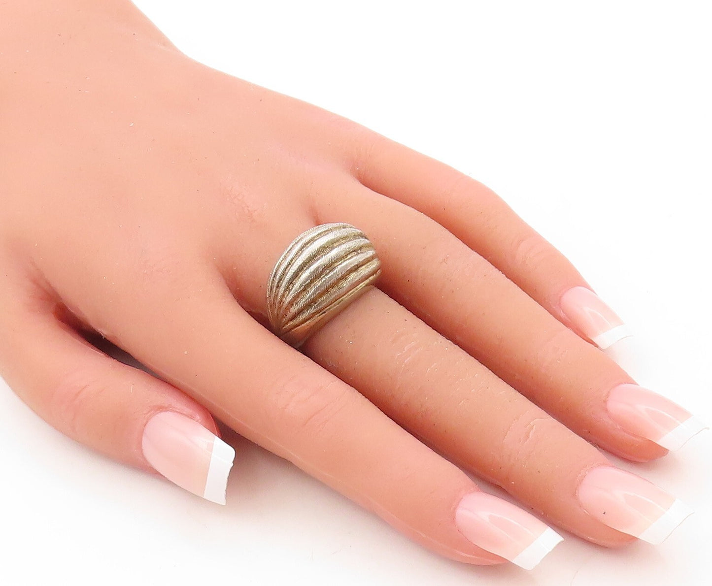 925 Sterling Silver Vintage Ring NAPIER Solid Broad Domed Etched  Sz 8  RG31006