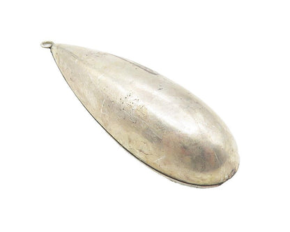 925 Sterling Silver  Vintage Dark Tone Hollow Tear Drop Smooth Pendant  PT8761