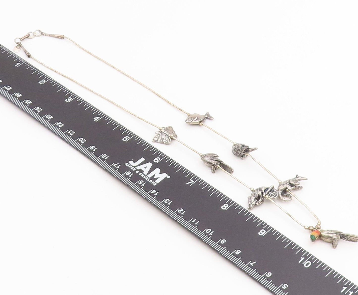 925 Sterling Silver Vintage Necklace SOUTHWESTERN Gemstone Animal Fetish  NE4909