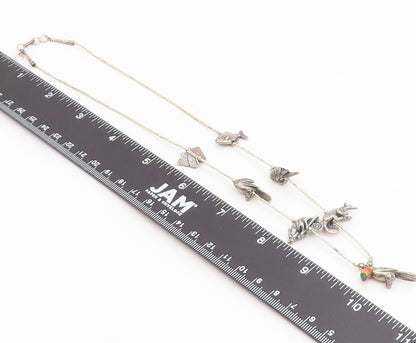 925 Sterling Silver Vintage Necklace SOUTHWESTERN Gemstone Animal Fetish  NE4909