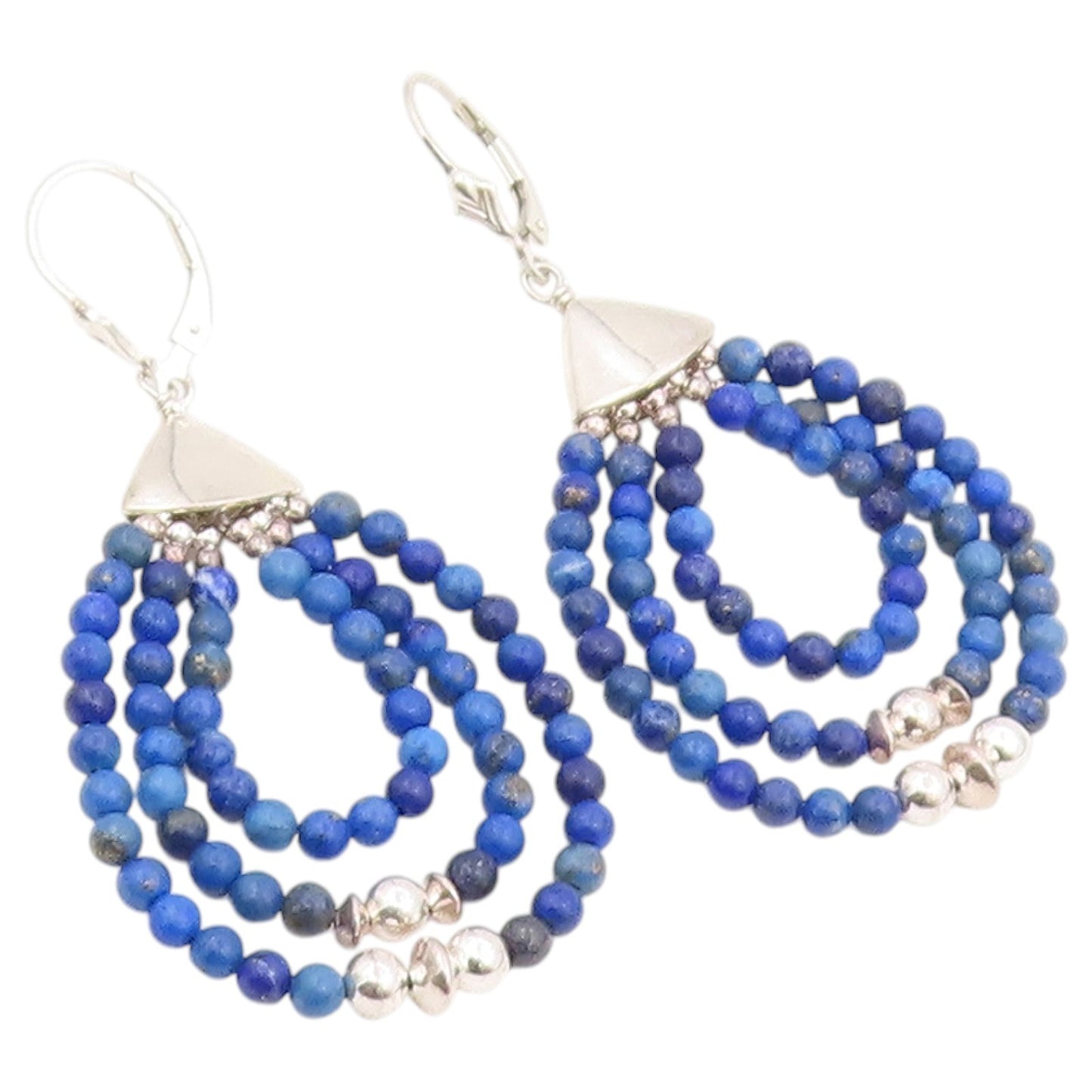 925 Sterling Silver Vintage Earrings DTR JAY KING Lapis Lazuli Dangle  EG14459