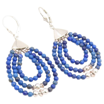 925 Sterling Silver Vintage Earrings DTR JAY KING Lapis Lazuli Dangle  EG14459