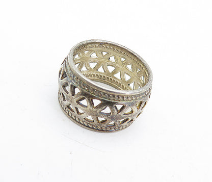 925 Sterling Silver  Vintage Dark Tone Open Twist Design Band Ring Sz 7 RG5350