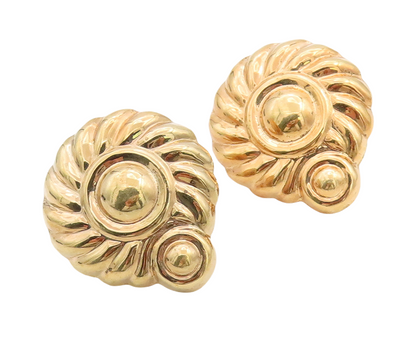 925 Sterling Silver Vintage Earrings Gold Plated Puffed Sun Carved  EG13224