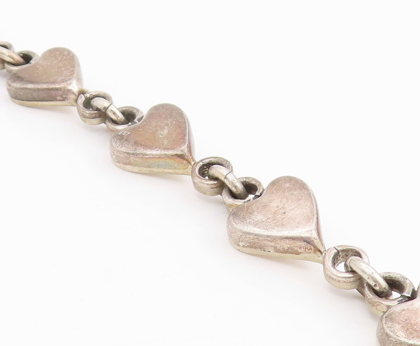 925 Sterling Silver Vintage Bracelet MEXICO Interlocking Love Hearts BT11615