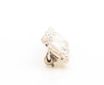 925 Sterling Silver Vintage Brooch Pin Designer Swirly Carved Frame  BP11336