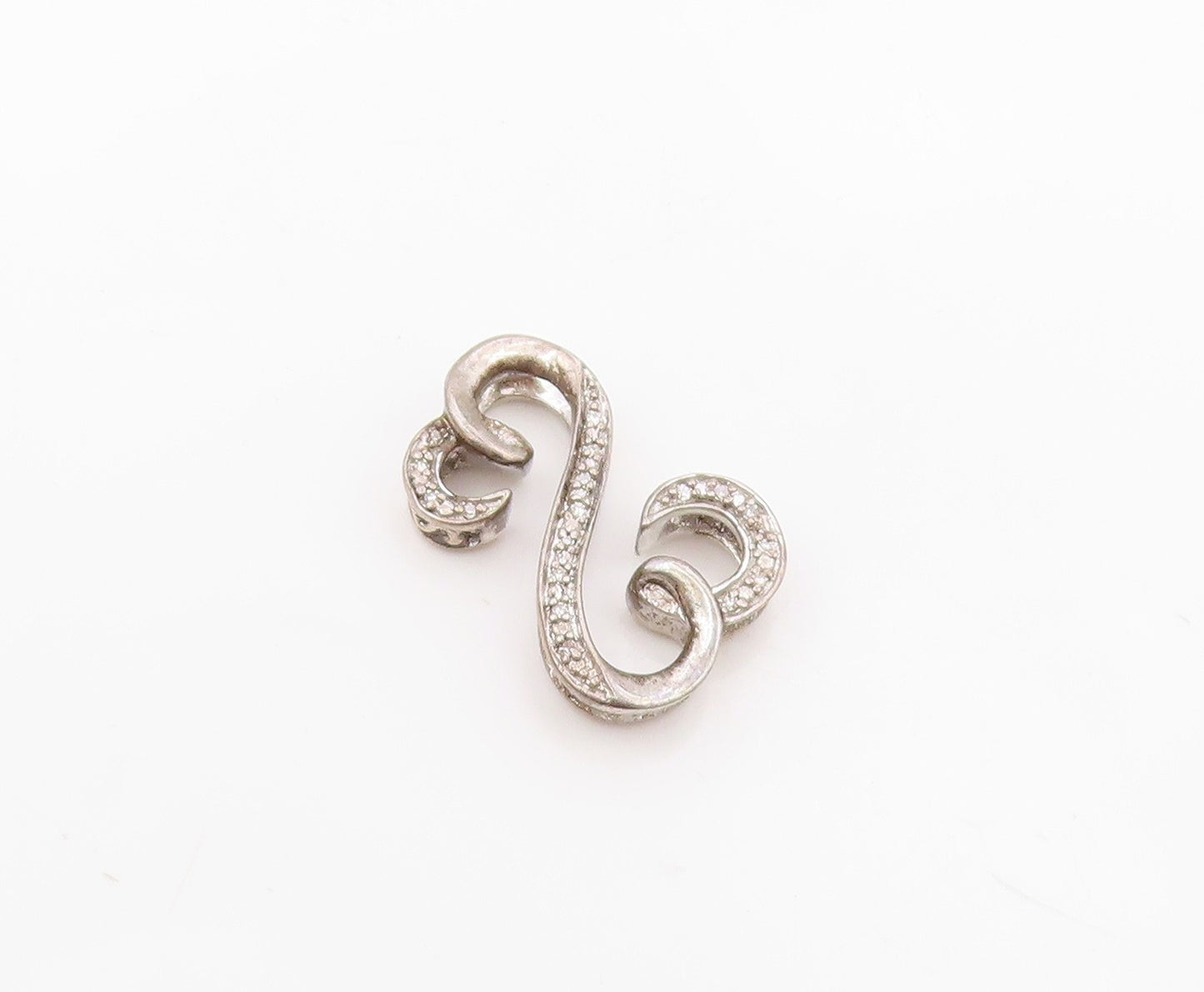 925 Sterling Silver  Vintage Genuine Diamonds Infinity Heart Pendant  PT17161