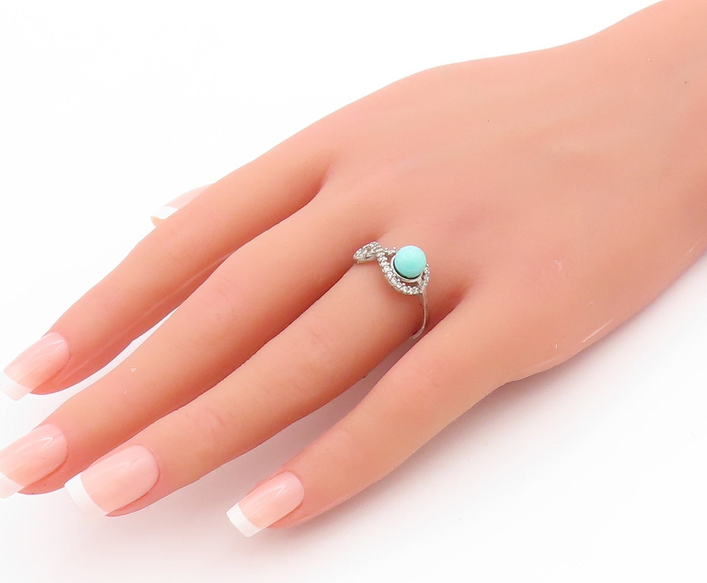 925 Sterling Silver Vintage Ring Turquoise Musical Note Cut Out  Sz 8.5  RG33500